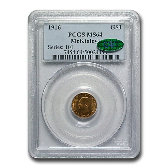 1916 Gold $1.00 McKinley MS-64 PCGS CAC 1916 Gold $1.00 McKinley MS-64 PCGS CAC